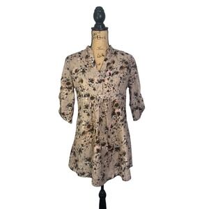 (G-207) Apt.9 womens top blouse size M floral pink and brown color